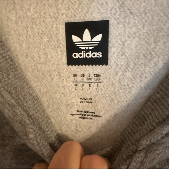 NWOT Adidas Insley crewneck pullover sweatshirt men L gray white - Picture 7 of 7